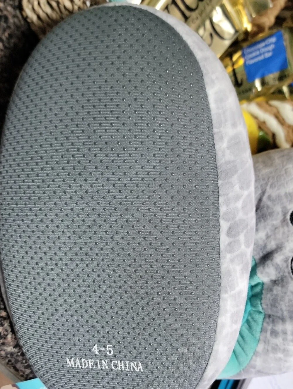 Squishmallows Gray & Teal Kids Plushy Slippers Size 4/5